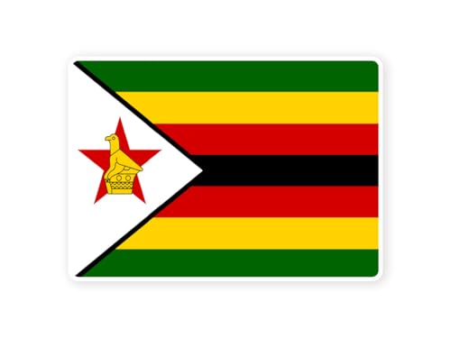 Sticker drapeau ZIMBABWE zimbabween 10cm(S) - 28cm(XL) autocollant bord blanc (taille M : 14cm x 10cm)