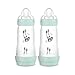 MAM Easy Star Lot de 2 biberons anti-coliques auto-stérilisant avec tétine Mis 3 4+ mois 320 ml Bleu