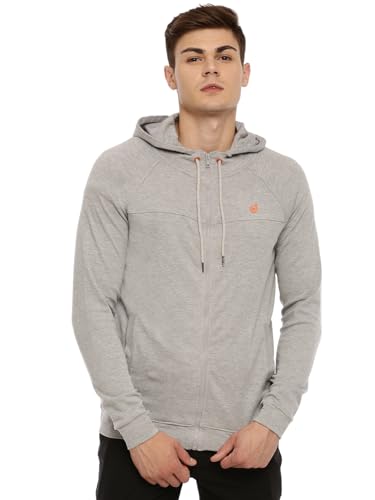 Image of Macroman M-Series Men Hooded Regular Fit Cotton Blend Sweatshirt with Reflective Detail