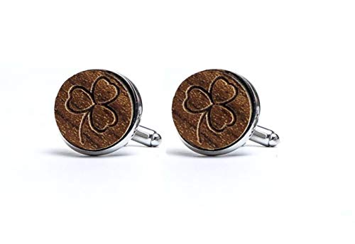 Gemelos de madera de trébol irlandés para hombre, estilo clásico, para camisa de hombre, regalo para hombres Cover