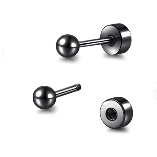 Hypoallergenic Titanium Screw Back Flat Back Ball Stud Earrings 3mm-5mm Simple Classic Stud Earrings for Women Men Sensitive Ears