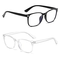 WENJION 2 Stück Blaulichtfilter Brille Unisex – Rechteckige Lesebrille mit UV-Schutz – Schwarz Transparent Anti-Blaulicht Computerbrille für Damen und Herren zum Lesen und Bildschirmarbeit