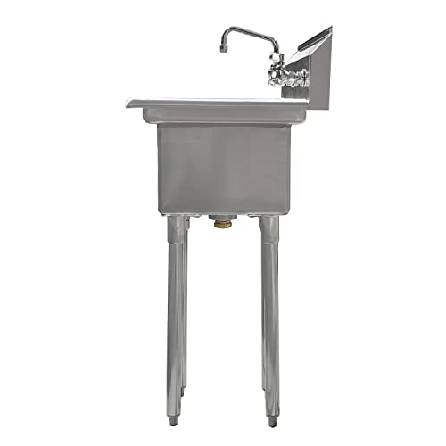 Image of 23 in. x 20 in. Stainless Steel One Compartment Sink with 14 in. x 10 in. Bowl, 10 in. Left Drainboard, and Faucet. NSF