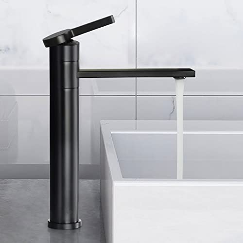 Robinet Lavabo Haut Pivotant à 360° Mitigeur Lavabo à levier unique Robinet Salle de Bain Réglable Chaud et Froid Noir SHANFO M3OK-T
