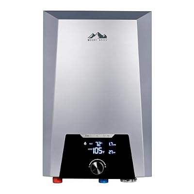 Mount Steel Electric Tankless Water Heater, 19kW–27kW Adjustable, 240V, Configurable Power, Self-Modulating Whole House Hot Water Heater, Stable Temperature, 99% Thermal Efficiency
