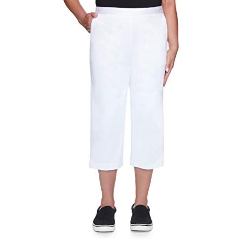 Alfred Dunner Women's Twill Classic FIT Capri Pant, White, 12