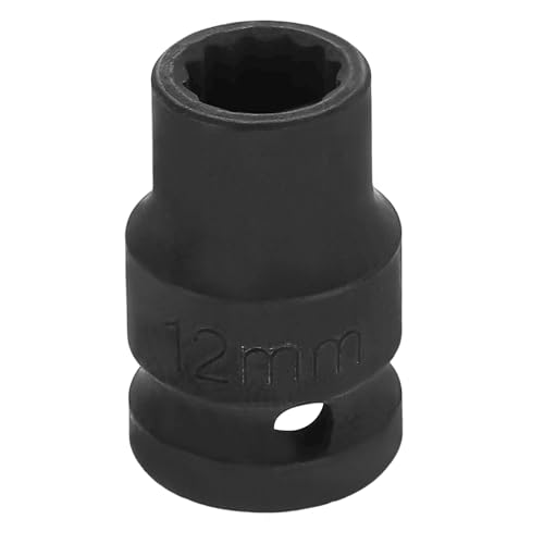 Image of HARFINGTON 1 /2 inch Drive x 12mm Shallow Impact Socket 12-Point Metric CR-V Steel Spindle Nut Impact Flip Sleeve for Home Auto Nuts Bolts Repair