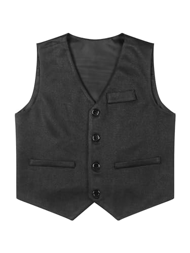 JEATHA Kids Boys 4-Button Formal Suit Jacket Dressy Vest Wedding Birthday Party Gentleman Tuxedo Waistcoat3