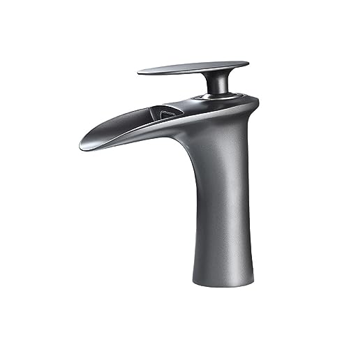 Robinet cascade gris pour lavabo de salle de bain sans éclaboussures