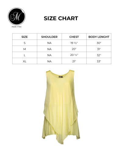 M Made In Italy Women's Sleeveless Asymmetrical Tunic, Yellow, Extra Large #TOP3