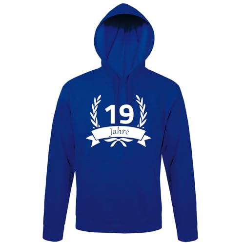 shirt84 19 cumpleaños en la corona de laurel hombres sudadera con capucha, Azul Royal., XXXL