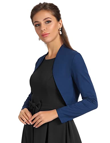Belle Poque Women's 1950s Vintage Swing Dress Cardigan with Ruffles (Navy,XL)