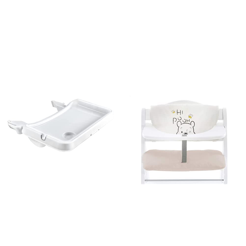 Hauck Holzhochstuhl Essbrett Hauck Alpha Tray 3in1 Set Mit Sitzverkleinerer  – Tiefenverstellbares Essbrett, Grau, Für Alpha+/Beta+ Hochstühle, Ab 6  Monate Hochstuhl Zubehör Mit Tablett