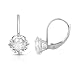 10K White Gold Swarovski Zirconia Round Lever Back Earrings (2 cttw)