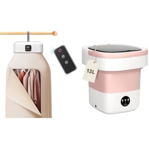 Portable Washer and Dryer Combo - 13L Mini Washing Machine with 3 Modes & Clothes Dryer with Remote Control, Foldable Compact Laundry Set with Dry Bag for Travel, RV, Camping, Apartment (Perfect for D Cover
