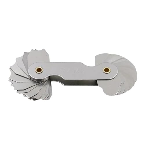 Thread Pitch Cutting 16pcs/Set for Industrial Measurement Measuring Gage Stainless Steel Radius Gauge Screw Pitch Center Measurement Sample R Gauge(R7-14.5mm)