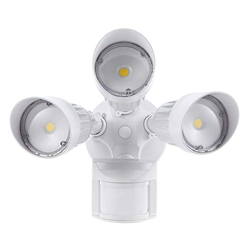 LEONLITE 30W 3-Head Motion Activated LED Outdoor Security Light, Photo Sensor, 3 Modes