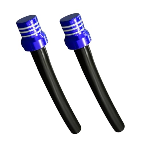 Kewucn 2 PCS Breather Hose Gas Fuel Tank Cap, Universal CNC One Way Tank Valve Vent Tube with Aluminum Breather Valve for All Off-Road Motorcycles, ATVs, Motorcycle Accessories (Blue)