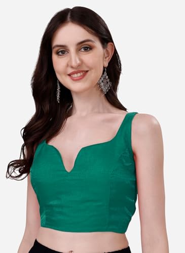 Image of Pujia Mills Women's Heavy Phantom Silk Bollywood Style Sleeveless Trendy Blouse(Veda)