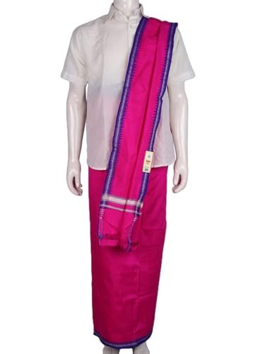 Image of Authentic Sambalpuri Handloom Cotton Unstitched Dhoti with Utari for Men | Traditional Odisha Weave Ikat Dhoti for Festive & Religious Wear