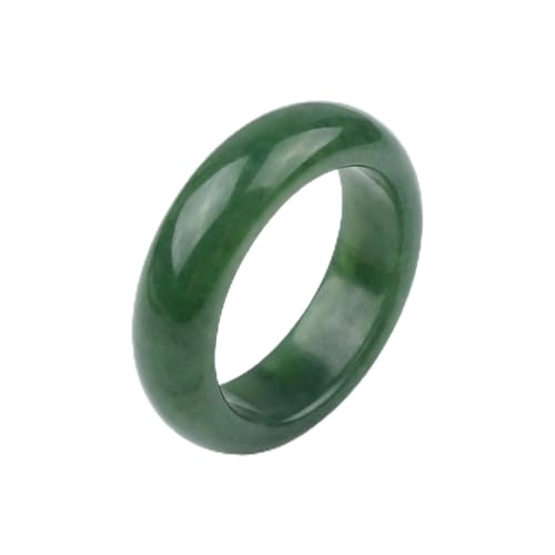 YYXRYL Natural Hotan Jade Ring Genuine Green White Nephrite Green with Relief-carved Ring Stacking Band for Women and Men Feng Shui Spiritual Gift (A-Green 6.5)