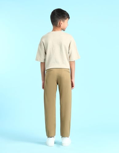 Image of U.S. Polo ASSN. Kids Trousers for Boys - Cotton Stretch Fabric, Mid-Rise Waist, Twill Weave Casual Trousers for Boys