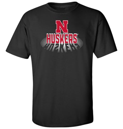 CornBorn Nebraska Huskers Apparel Men Shirt - 3D Huskers Spotlight Shadow - Black - Small