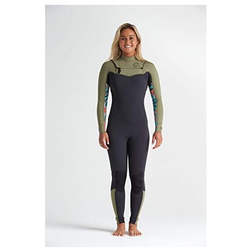 Billabong Damen Salty DayZ 5/4mm Chest Zip Neoprenanzug - Aloe - Thermal Warm Heat Layer Furnace Futter Easy Stretch