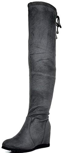 DREAM PAIRS Women s Leggy Grey Faux Suede Over The Knee Thigh High Boots - 7.5 M US