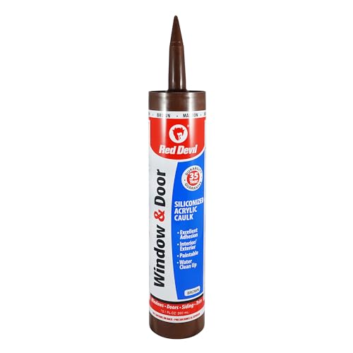 Red Devil 084640 Window &amp; Door Silicon Acrylic Brown Caulk, 10.1 oz, Pack of 1, Made in USA