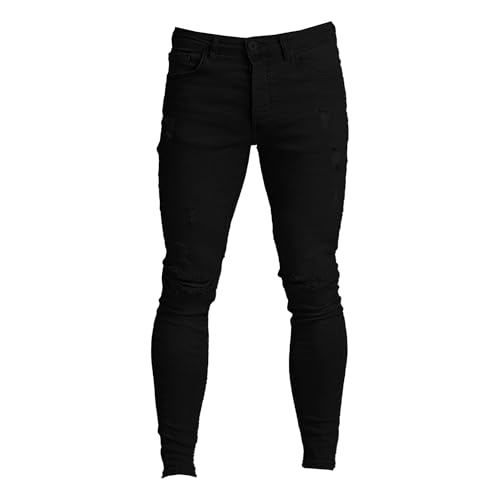 Jean skinny fuselé homme délavé et déchiré à poches décontractées