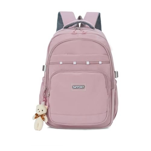 Mochila escolar para Notebook até 16 Polegadas, Resistente, com Alça em Metal, Compartimentos Frontais com Zíper (Lilas)