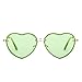 PARTY GO Forme de cœur Les lunettes de soleil femme de mode Rimless Lunettes de soleil UV400 Lunettes de fête, vert