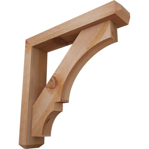 4"W x 20"D x 20"H Balboa Craftsman Rough Sawn Bracket w/Offset Brace, Western Red Cedar