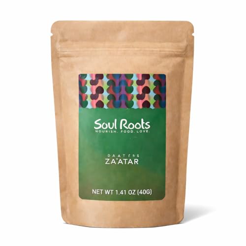 Soul Roots Za'atar Spice Blend - Authentic Lebanese Mix With Thyme, Sumac, Sesame & Salt - Traditional Middle Eastern Seasoning – All Natural, Vegan, Recyclable Packaging | 40G/1.41Oz