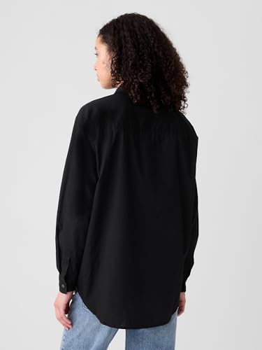 Image of Gap Women Solid Loose Fit Full Sleeves Collared Blouse