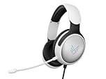 Audeeo Vangaurd Wired Gaming Headset with Microphone – RGB Light-Up Over-Ear Headphones, Noise-Isolating Stereo Sound, 3.5 mm for PC, PS5, PS4, Xbox, Switch, Laptop & Mobile (White)