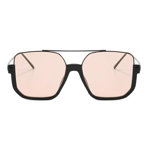 ADE WU Retro Oversized Aviator Sunglasses for Women Men Vintage 70s Square Semi-Rimless Pilot Style Sun Glasses