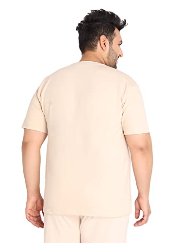 Image of CHKOKKO Men's Plus Size Terry Cotton Loose Fit Half Sleeves T-Shirt