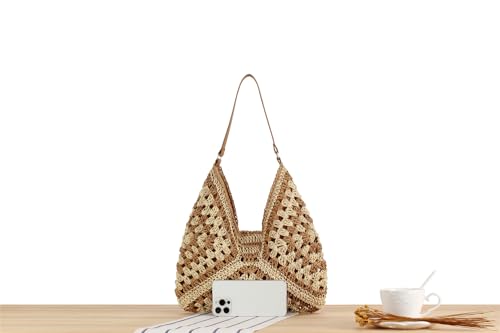 Image of Teeya Straw Crossbody Bag Women Weave Shoulder Bag Round Summer Beach Purse and Handbags