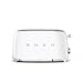 Smeg, 2x2 TSF02WHEU -Toaster, 2 lange Schlitze für 2 Scheiben, 6 Vergoldungsniveaus, Heizfunktion, Abtau- und Bagel- Funktion, Sammelschublade, 950W, Weiß