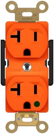 ENERLITES Hospital Grade Outlet, Industrial Grade Duplex Receptacle, Heavy-Duty Straight Blade Devices, 20A 125VAC, 5-20R, 62020-O, Orange
