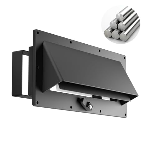 WanDwel Aluminum RV Stove Vent Cover with 1.2 -2.2 Adjustable Depth RV Range Hood Cover with Locking Damper Microwave Exhaust Vent Outside Replacement Kit for Camper Trailer Motorhome (Black)