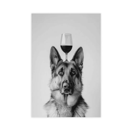 Poster berger allemand vin 60x90cm cree une ambiance conviviale dans le salon