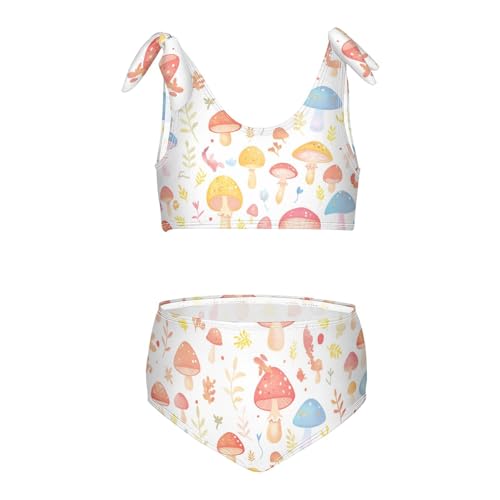 KLL Mushroom Doodle Girls 2 Piece Bikini Sets Quick-Dry Swimsuit Swimming Suits Adjustable Shoulder Strap