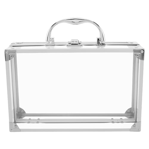 IMIKEYA Organizador de Almacenamiento Transparente con Asa, Estuche Portátil para Libros de Texto y Cómics, Contenedor Multifuncional para Documentos, Caja Ligera y Compacta para Uso