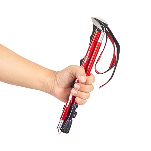 Qican Bastão de caminhada dobrável leve de cinco dobras para caminhadas mochila de acampamento