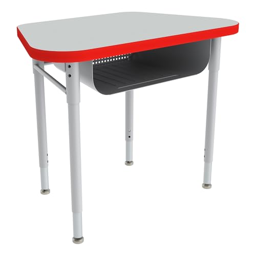 Preschool Trapezoid Open Front School Desk with Perforated Metal Book Box