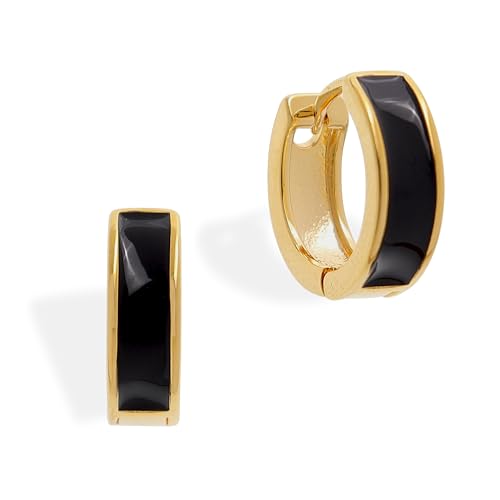 Sonateomber Dainty Small Gold Huggie Hoop Earrings for Women, Simple 14K Gold Plated Enamel Hypoallergenic Earings Everyday Fashion Jewelry Gift