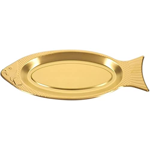 vepoty Plato para Servir Pescado, Plato en Forma de Pescado de Acero Inoxidable, Bandeja para Servir Aperitivos, Plato de Almacenamiento de Aperitivos para Cocina de Restaurante